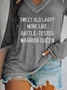 Imprimé de Lettre Manches Longues Col en V T-shirt Décontractés