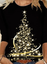 T-shirt de Sapin de Noël à Col Rond et à Manches Longues