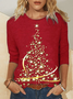 T-shirt de Sapin de Noël à Col Rond et à Manches Longues