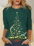 T-shirt de Sapin de Noël à Col Rond et à Manches Longues