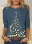 T-shirt de Sapin de Noël à Col Rond et à Manches Longues