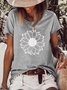 T-shirts Femmes Décontracté Imprimé de Lettre Été Polyester Poids Moyen Manches Courtes Ample Régulier Droit