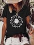 T-shirts Femmes Décontracté Imprimé de Lettre Été Polyester Poids Moyen Manches Courtes Ample Régulier Droit