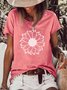 T-shirts Femmes Décontracté Imprimé de Lettre Été Polyester Poids Moyen Manches Courtes Ample Régulier Droit