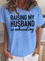T-shirts Femmes Décontracté Imprimé de Lettre Été Coton Col Rond Micro-élasticité Quotidien Manches Courtes Droit