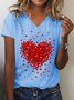 T-shirt Femme Motif de Cœur Coton Décontracté Romantique Amour