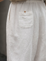 Pantalon Large Hyper Confort Mélange de Coton et Lin Ample Chanvre Blanc