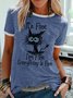 T-shirts Décontracté Imprimé de Lettre Été Col Rond Poids Moyen Manches Courtes Adapté en Mélangé de Coton Régulier pour Femmes