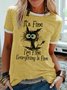 T-shirts Décontracté Imprimé de Lettre Été Col Rond Poids Moyen Manches Courtes Adapté en Mélangé de Coton Régulier pour Femmes