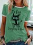 T-shirts Décontracté Imprimé de Lettre Été Col Rond Poids Moyen Manches Courtes Adapté en Mélangé de Coton Régulier pour Femmes