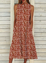 Vetement hippie chic de Grande Taille Sans Manches Col Rond Robes Florales