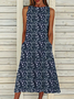 Vetement hippie chic de Grande Taille Sans Manches Col Rond Robes Florales