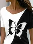 T-shirts Femmes Été Décontracté Imprimé d'Animal image Col V Aucune élasticité Quotidien Pull-over Manches Courtes T.-N.-L.