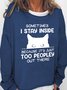 Sweat-shirts Printemps / Automne Simple Lettres de texte Léger Micro-élasticité Quotidien Col Rond Régulier Droit pour Femmes