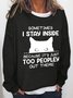 Sweat-shirts Printemps / Automne Simple Lettres de texte Léger Micro-élasticité Quotidien Col Rond Régulier Droit pour Femmes
