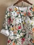 Blouses Femmes Décontracté Printemps / Automne Floral Motif Polyester Boutonné Léger Quotidien Manches trois quarts Col Rond