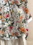 Blouses Femmes Décontracté Printemps / Automne Floral Motif Polyester Boutonné Léger Quotidien Manches trois quarts Col Rond