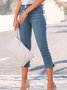 Jeans Femme Décontracté Uni Automne Micro-élasticité Regular Fit Capris Denim Regular Autres