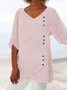 Décontracté Manches 3/4 Col V Tops de Grande Taille