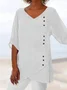 Décontracté Manches 3/4 Col V Tops de Grande Taille