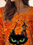 T-shirts Femmes Décontracté Printemps / Automne Imprimé d'Animal image Ample Jersey Toussaint Droit Régulier T.-N.-L.