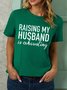T-shirts Femmes Décontracté Imprimé de Lettre Été Coton Col Rond Micro-élasticité Quotidien Manches Courtes Droit