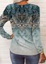 T-shirts Boho Ethnique Printemps / Automne Jersey Manches Longues Régulier Régulier Col mi-ouvert N / A pour Femmes
