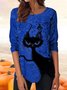 T-shirts Femmes Décontracté Printemps / Automne Imprimé d'Animal image Ample Jersey Toussaint Droit Régulier T.-N.-L.