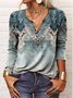 T-shirts Boho Ethnique Printemps / Automne Jersey Manches Longues Régulier Régulier Col mi-ouvert N / A pour Femmes
