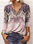 T-shirts Boho Ethnique Printemps / Automne Jersey Manches Longues Régulier Régulier Col mi-ouvert N / A pour Femmes