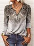 T-shirts Boho Ethnique Printemps / Automne Jersey Manches Longues Régulier Régulier Col mi-ouvert N / A pour Femmes