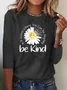 T-shirt Décontracté Automne Marguerite Quotidien Jersey Manches Longues Col Rond Droit Régulier Taille pour Femmes