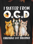 T-shirts Décontracté Été Chat Ample Manches Courtes Col Rond Régulier Droit Régulier pour Femmes