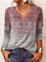T-Chemise Décontracté Ethnique Automne Micro-Élasticité Quotidien Ample Jersey Régulier H-ligne pour Femmes