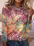 T-Chemise Femmes Décontracté Abstrait Automne Micro-Élasticité Quotidien Jersey Meilleure vente Col Rond Régulier