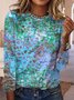 T-Chemise Femmes Décontracté Abstrait Automne Micro-Élasticité Quotidien Jersey Meilleure vente Col Rond Régulier