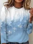 T-Chemise Décontracté Automne Noël Micro-Élasticité Ample Noël Col Rond H-ligne Régulier pour Femmes