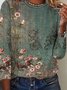 T-Chemise Décontracté Floral Automne Ample Meilleure vente Manches Longues Col Rond Régulier H-ligne pour Femmes