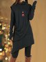 Femmes Plain Noir Col Roulé Confortable Robe Mi-Longue Décontracté
