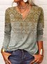 T-Chemise Décontracté Ethnique Automne Micro-Élasticité Quotidien Ample Jersey Régulier H-ligne pour Femmes