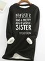Sweat-shirts Femmes Printemps / Automne Simple Lettres de texte Poids lourd Micro-élasticité Ample Manches Longues Col Rond Droit