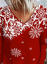 T-Chemise Décontracté Hiver Flocon de Neige Micro-Élasticité Ample Jersey Noël Manches Longues H-ligne pour Femmes