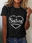 Décontracté Col Rond Manches Courtes Ample Texte Des lettres T-shirt