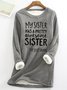 Sweat-shirts Femmes Printemps / Automne Simple Lettres de texte Poids lourd Micro-élasticité Ample Manches Longues Col Rond Droit