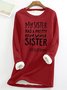 Sweat-shirts Femmes Printemps / Automne Simple Lettres de texte Poids lourd Micro-élasticité Ample Manches Longues Col Rond Droit