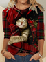 Blouses Femmes Décontracté Printemps / Automne Noël Polyester Manches Longues Col Rond Régulier Droit Régulier