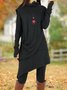 Femmes Plain Noir Col Roulé Confortable Robe Mi-Longue Décontracté