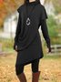 Femmes Plain Noir Col Roulé Confortable Robe Mi-Longue Décontracté