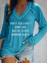 Imprimé de Lettre Manches Longues Col en V T-shirt Décontractés