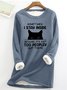 Sweat-shirts Femmes Printemps / Automne Simple Chat Polyester Quotidien Ample Manches Longues Col Rond Régulier